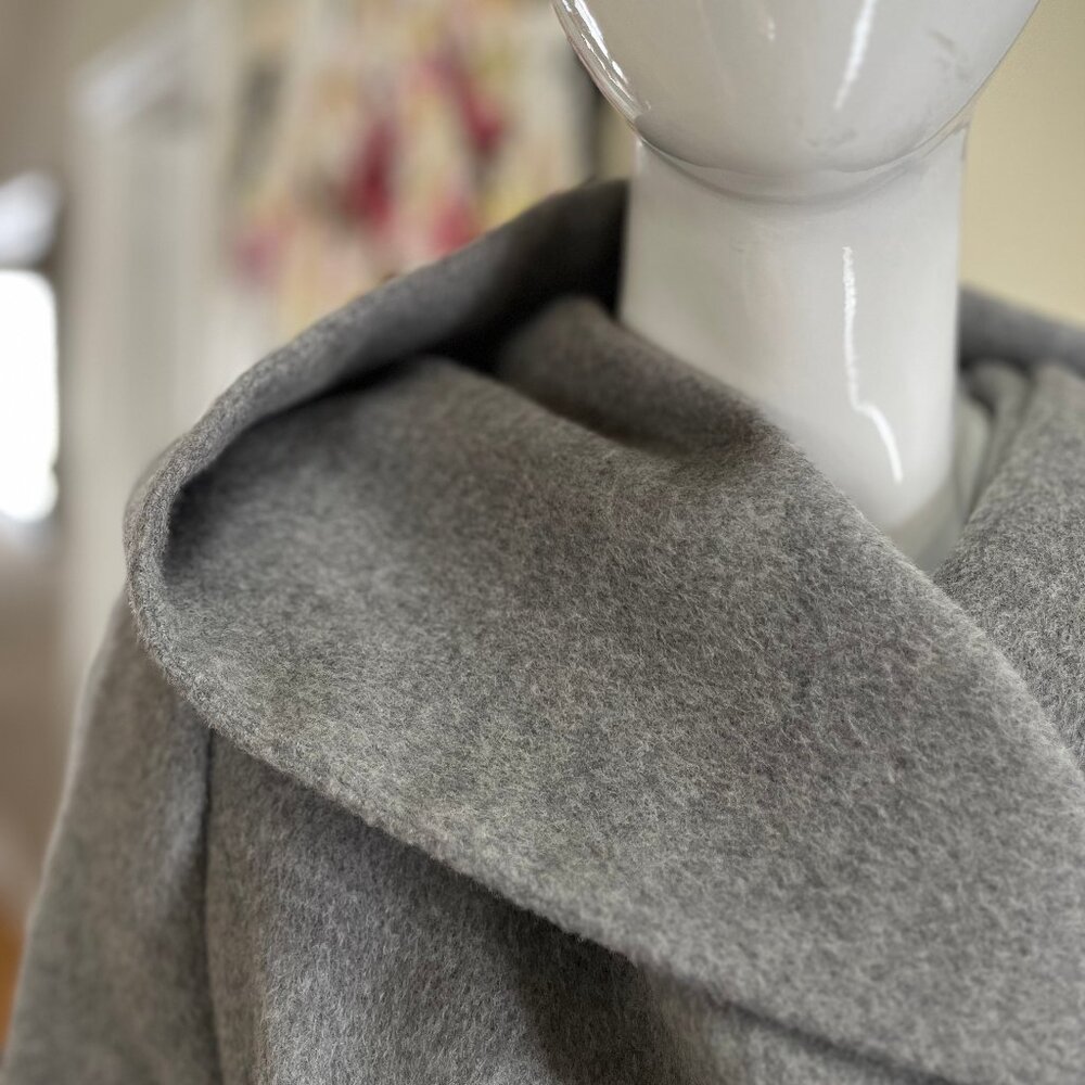 Sentaler Baby Alpaca Mid Length Hooded Wrap Coat - Light Grey - Authentic